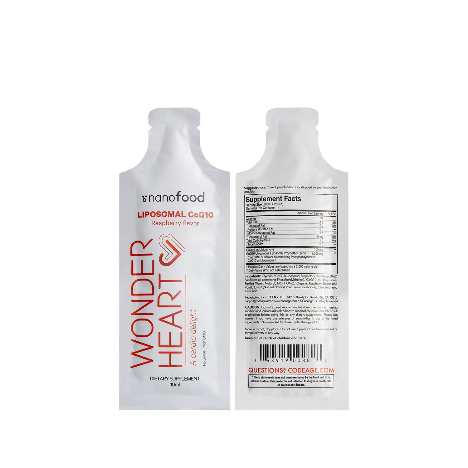 Codeage nanofood Wonder-Heart Liposomal CoQ10 - Raspberry | GNC